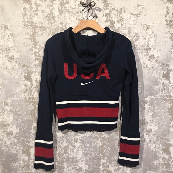 Nike MMIV Navy Blue USA Crop Hoodie - Picture 2 of 5
